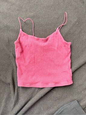 Garage Pink Ribbed Spaghetti-Strap Tank